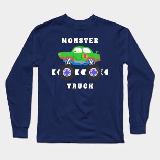 Vector illustration of monster truck with cartoon style. Long Sleeve T-Shirt